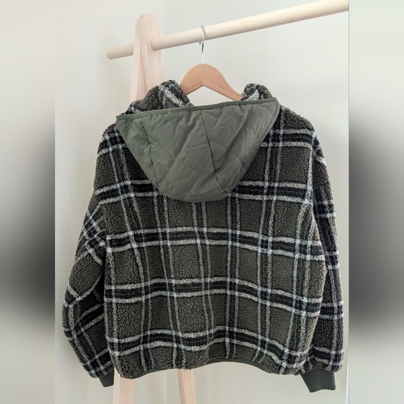 Zara Women's Plaid Hooded Jacket with Quilted Detail, Sz M - Picture 3 of 10